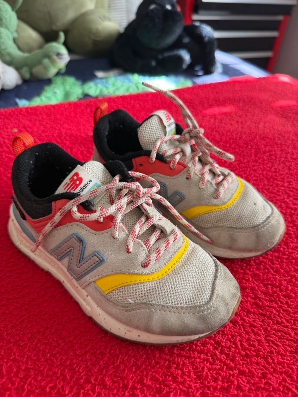New Balance Kids Grey and Yellow Athletic Sneakers
